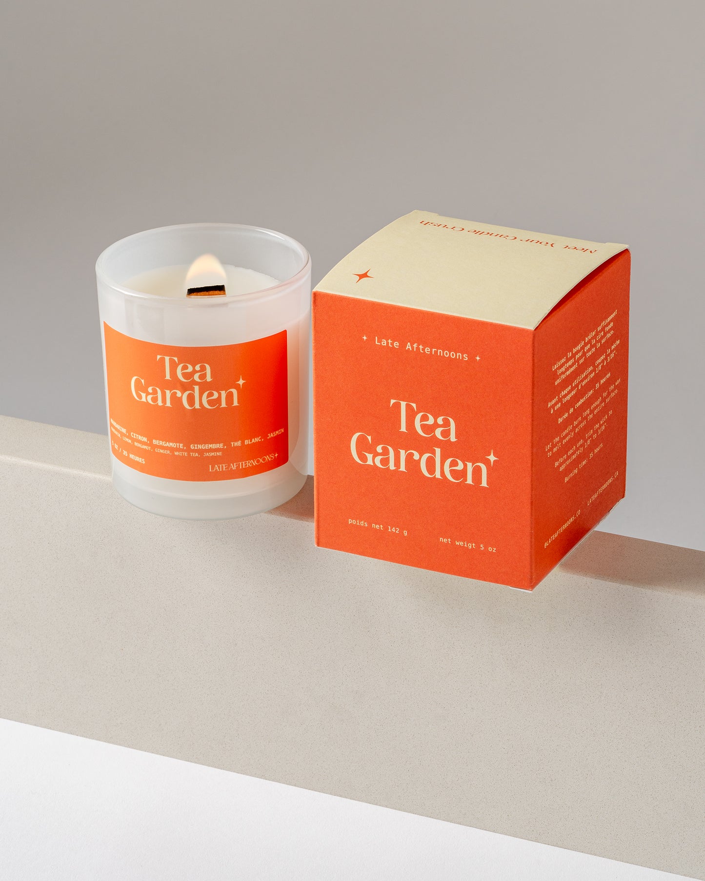 Tea Garden candle — White Tea, Mandarin, Jasmine — hand-poured coconut soy by Late Afternoons