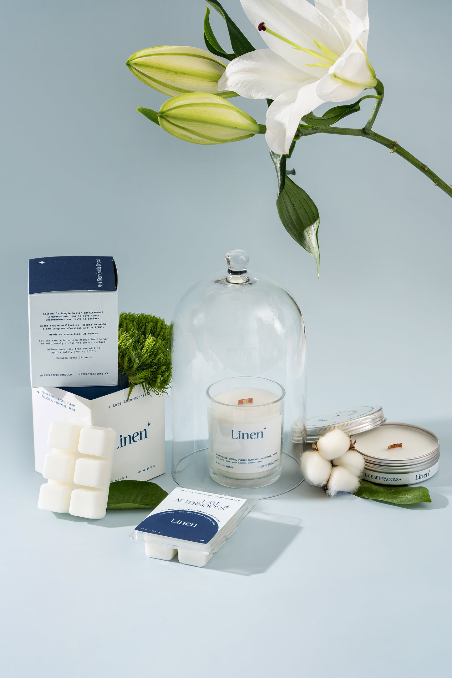 Bougie Linen | Coton frais, fleurs blanches et ozone