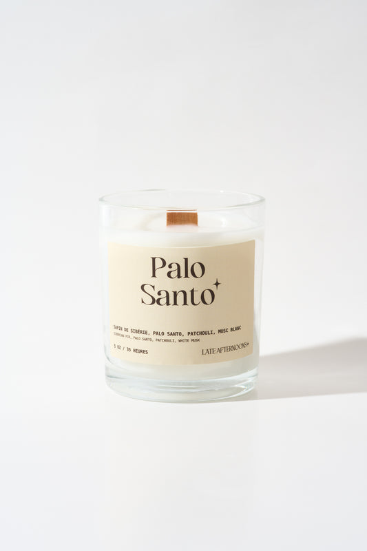 Palo Santo Candle | white musk, Patchouli & Palo Santo