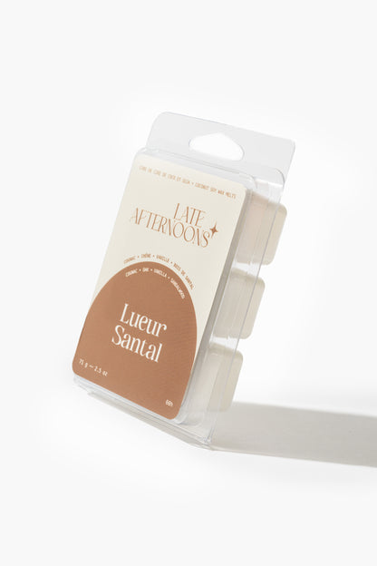 Lueur Santal coconut soy wax melts — Cognac, Oak, Vanilla, Sandalwood — Late Afternoons