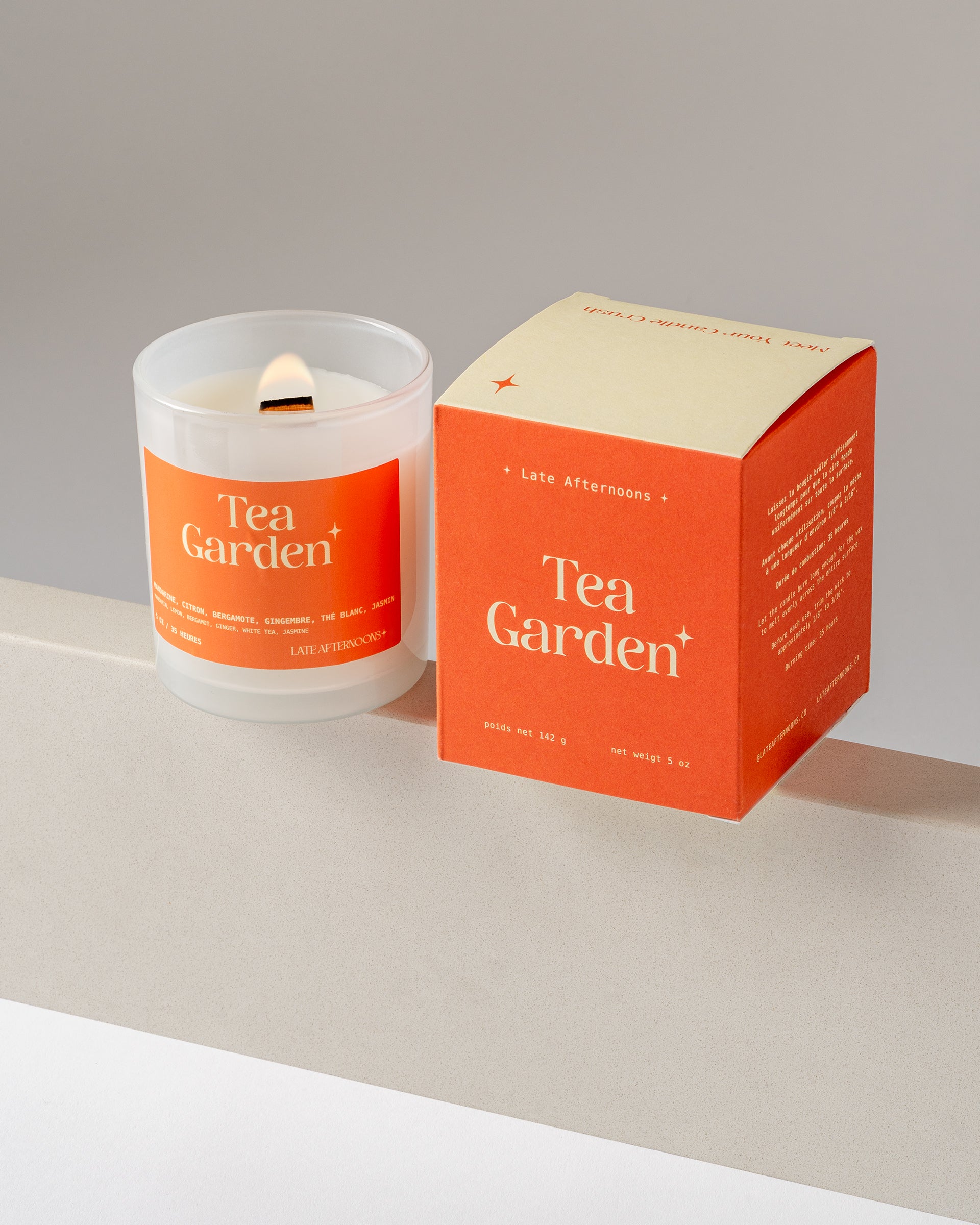 Tea Garden candle — White Tea, Mandarin, Jasmine — hand-poured coconut soy by Late Afternoons