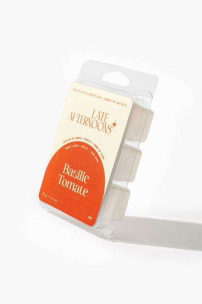 Basilic Tomate coconut soy wax melts — Tomato Leaf, Basil, Citrus — Late Afternoons